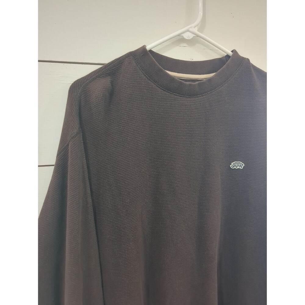 ecko unltd XL mens brown waffle knit long sleeve T-shirt vintage distressed
